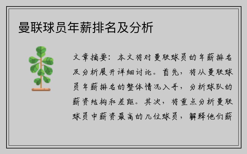 曼联球员年薪排名及分析
